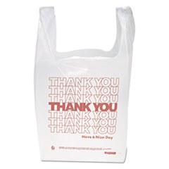 &quot;Thank You&quot; Handled T-Shirt
Bags, 11 1/2 x 21,
Polyethylene, White,
900/Carton