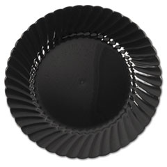 Classicware Plastic Plates, 6&quot; Dia., Black, Round, 10