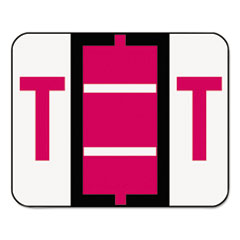 A-Z Color-Coded Bar-Style End Tab Labels, Letter T, Red,