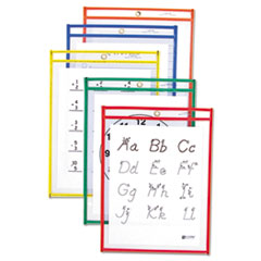 Reusable Dry Erase Pockets, 9 x 12, Assorted Primary