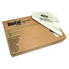 Biotuf Compostable Can
Liners, 30 gal, .88 mil, 33 x
39, Light Green, 150/Carton