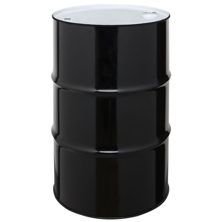 55 GALLON TIGHT HEAD STEEL 
DRUM, 100% RED PHENOLIC 
LINING, PAINTED SOLID BLACK, T 
STYLE  FITTINGS, EPDM GASKET 
UN/1A1/X1.8/300, (Each)
