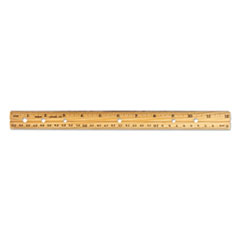 Beveled Wood Ruler w/Single
Metal Edge, 3-Hole Punched,
12&quot;, Natural, 36/Box
