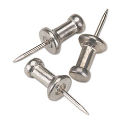 Aluminum Head Push Pins, Aluminum, Silver, 3/8&quot;,