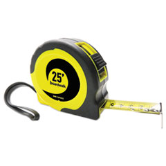 Easy Grip Tape Measure, 25
ft, Plastic Case, Black and
Yellow, 1/16&quot; Graduations