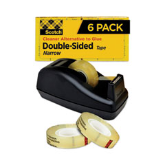 665 Double-Sided Permanent
Tape with C40 Dispenser, 1/2&quot;
x 900&quot;, Clear, 6/Pack