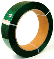 Polyester Strapping, 5/8&quot; x
.040 x 4000&#39;, 1600# Break
Strength, 16&quot; x 6&quot; Core,
Green, Smooth, (Coil)