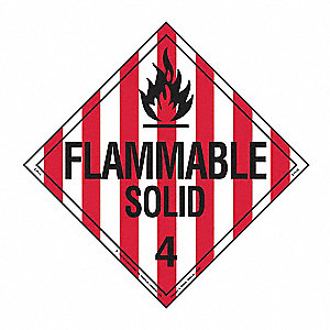 Placard Flammable Solid #4, Vinyl Adhesive, (Each)