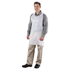 Poly Apron, White, 24 in. W x 42 in. L, One Size Fits All,