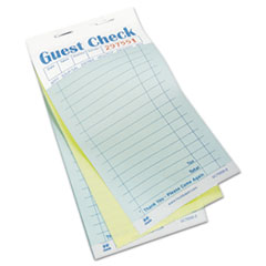 Guest Check Book, Carbonless Duplicate, 3 2/5 x 6 7/10,