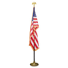 Deluxe 3 ft x 5 ft U.S. Flag, 8 ft Oak Staff, 2&quot; Gold