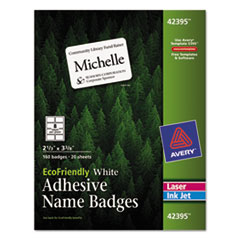 EcoFriendly Adhesive Name Badge Labels, 2 1/3 x 3 3/8,