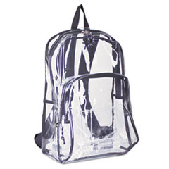 Backpack, PVC Plastic, 12 1/2 x 5 1/2 x 17 1/2, Clear/Black