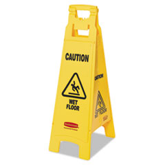 Caution Wet Floor Floor Sign, 4-Sided, Plastic, 12 x 16 x