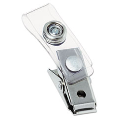 Badge Clips w/Plastic Straps, 1/2&quot; x 1 1/2&quot;, Silver, 100/Bo
