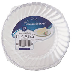 Classicware Plastic Plates, 6&quot; Dia., Clear, 12
