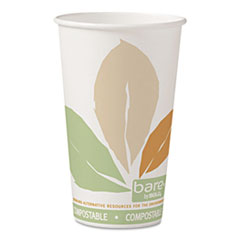 Bare by Solo Eco-Forward PLA Paper Hot Cups, Leaf Design,