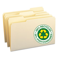 100% Recycled File Folders, 1/3 Cut, One-Ply Top Tab,