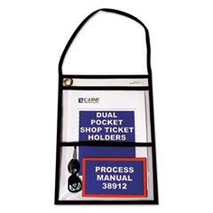 2-Pocket Shop Ticket Holder w/Strap, Black Stitching,