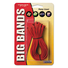 Big Bands Rubber Bands, 7 x 1/8, Red, 12/Pack