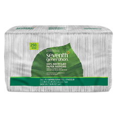 100% Recycled Napkins, 1-Ply, 11 1/2 x 12 1/2, White,