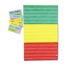 Adjustable Tri-Section Pocket Chart with 18 Color Cards,