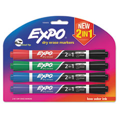 2-in-1 Dry Erase Markers, Broad/Fine Chisel Tip,