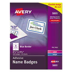 Flexible Adhesive Name Badge Labels, 2 1/3 x 3 3/8,