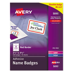 Flexible Adhesive Name Badge Labels, 2 1/3 x 3 3/8,