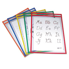 Reusable Dry Erase Pockets, 9 x 12, Assorted Primary