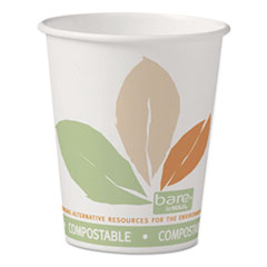 Bare by Solo Eco-Forward PLA Paper Hot Cups, 10oz, Leaf