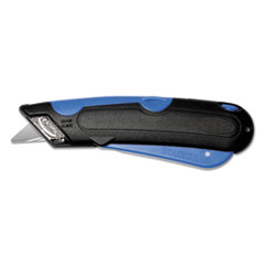 Box Cutter Knife w/Shielded Blade, Black/Blue