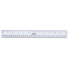 Clear Plastic Ruler, Standard/Metric, 12&quot;