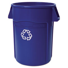 Brute Recycling Container, Round, 44 gal, Blue