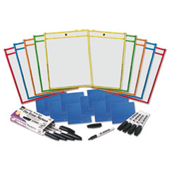 Dry Erase Pocket Class Pack, Assorted Primary Colors,