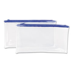 Zippered Wallets/Cases, 11 x 6, Clear/Blue, 2/Pack