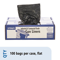 100% Recycled Plastic Trash Bags, 60gal, 1.5mil, 36 x 58,