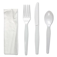 Four-Piece Cutlery Kit, Fork/Knife/Napkin/Teaspoon,