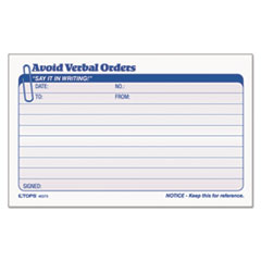 Avoid Verbal Orders Manifold Book, 6 1/4 x 4 1/4, 2-Part