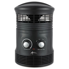 360 Deg Circular Fan Forced Heater, 8&quot; x 8&quot; x 12&quot;, Black