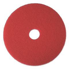 Buffing Floor Pads, 17&quot; Diameter, Red, 5/Carton