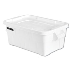 BRUTE Tote with Lid, 14 gal, 17w x 28d x 11h, White,