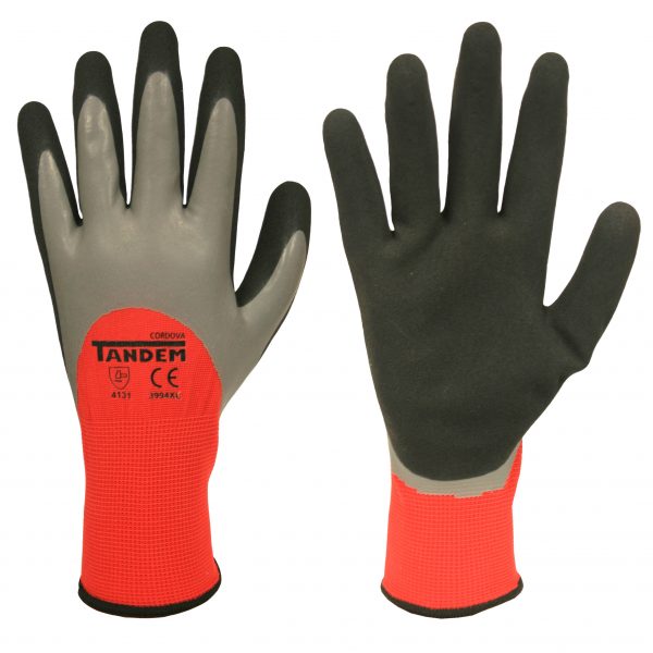 Tandem Glove, Red 15-Gauge
Polyester Shell, Two-Layer
Sandy Latex, 3/4 Coating,
Medium, (Dozen)