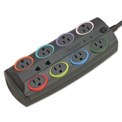 8-Outlet Adapter Model Surge Protector, Black, 8ft Cord,