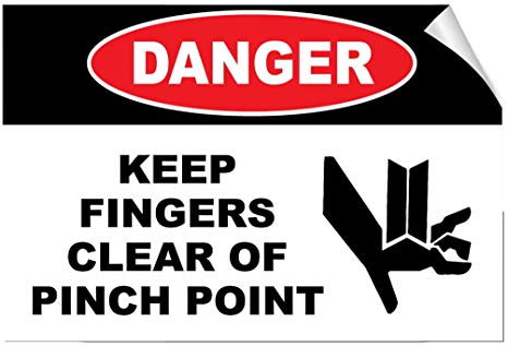 Keep Fingers Clear Of Pinch Point label, 5&quot; x 7&quot;, Vinyl,