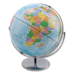 12-Inch Globe with Blue Oceans, Silver-Toned Metal