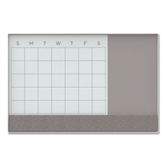 3N1 Magnetic Glass Dry Erase Combo Board, 48 x 36, Month