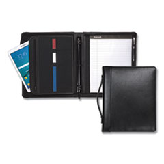 Leather Multi-Ring Zippered Portfolio, Two-Part, 1&quot; Cap,