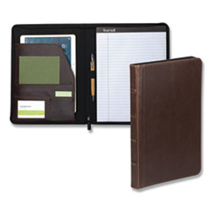 Vintage Hardback Zipper Portfolio, Vinyl, Dark Brown,