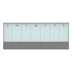 3N1 Magnetic Glass Dry Erase Combo Board, 35 x 14.25, Week